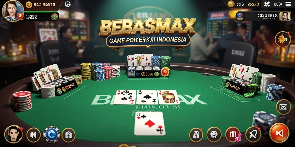 Tangkapan layar BEBASMAX menampilkan pemain yang berkompetisi dalam permainan Poker.