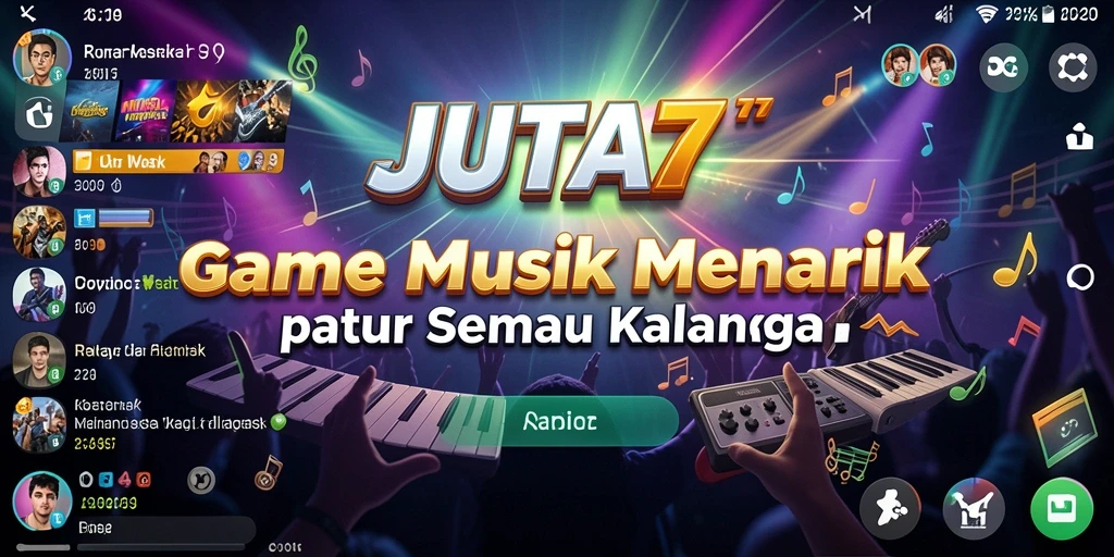 Tampilan gameplay JUTA7 dengan berbagai tantangan musik.