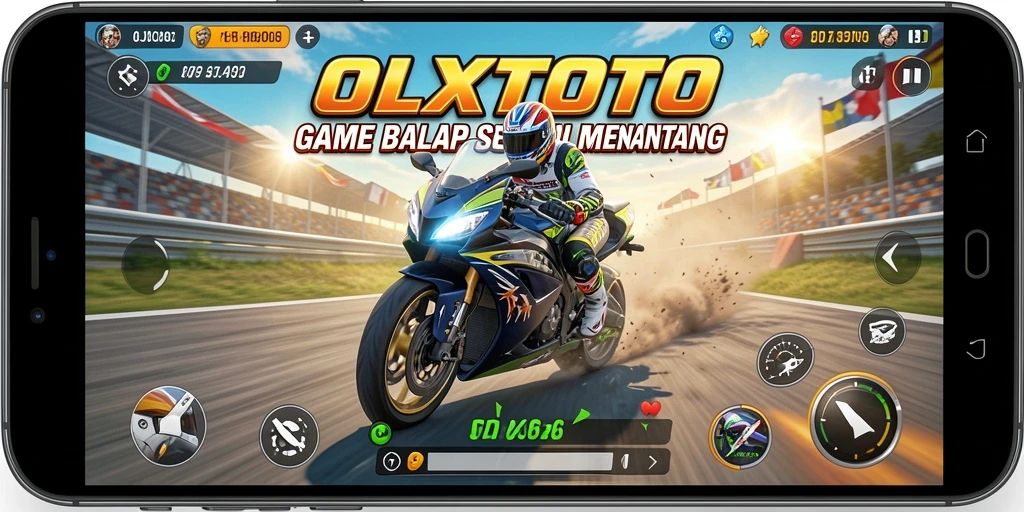 Tampilan gameplay OLXTOTO dengan motor balap yang memukau.