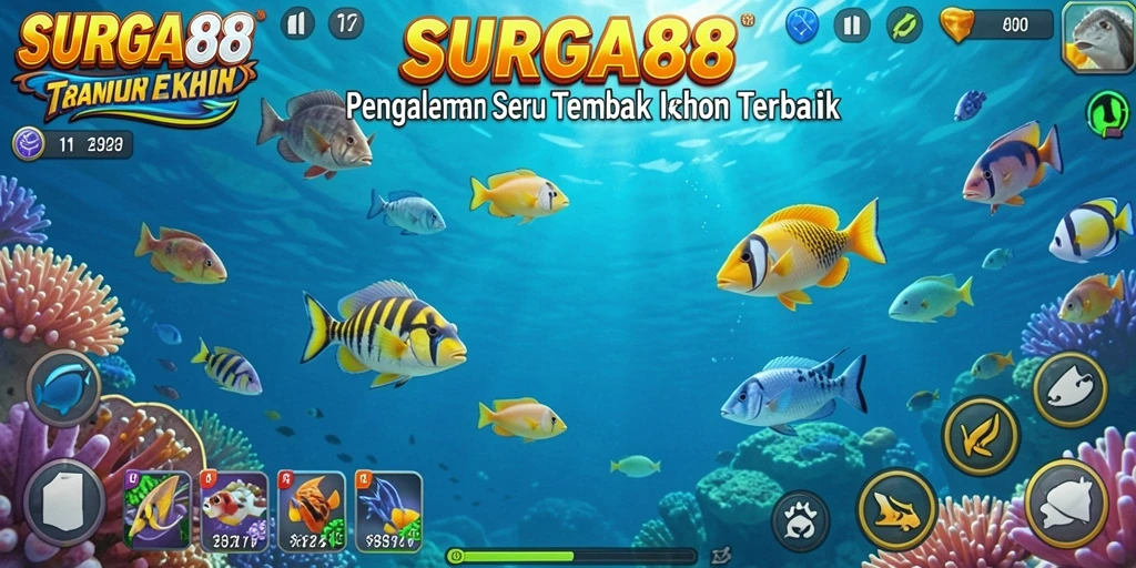 Tampilan gameplay Tembak Ikan yang seru dan menantang di SURGA88.
