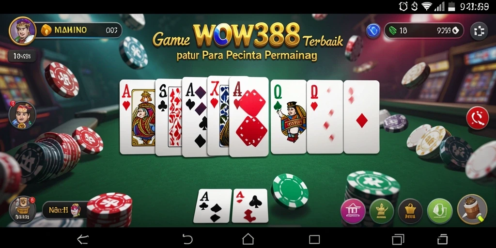 Tampilan gameplay seru dari permainan Domino WOW388 yang interaktif.